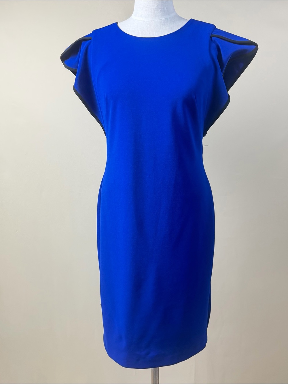 Calvin Klein Bold Cobalt Blue Flutter Sleeve Midi Dress